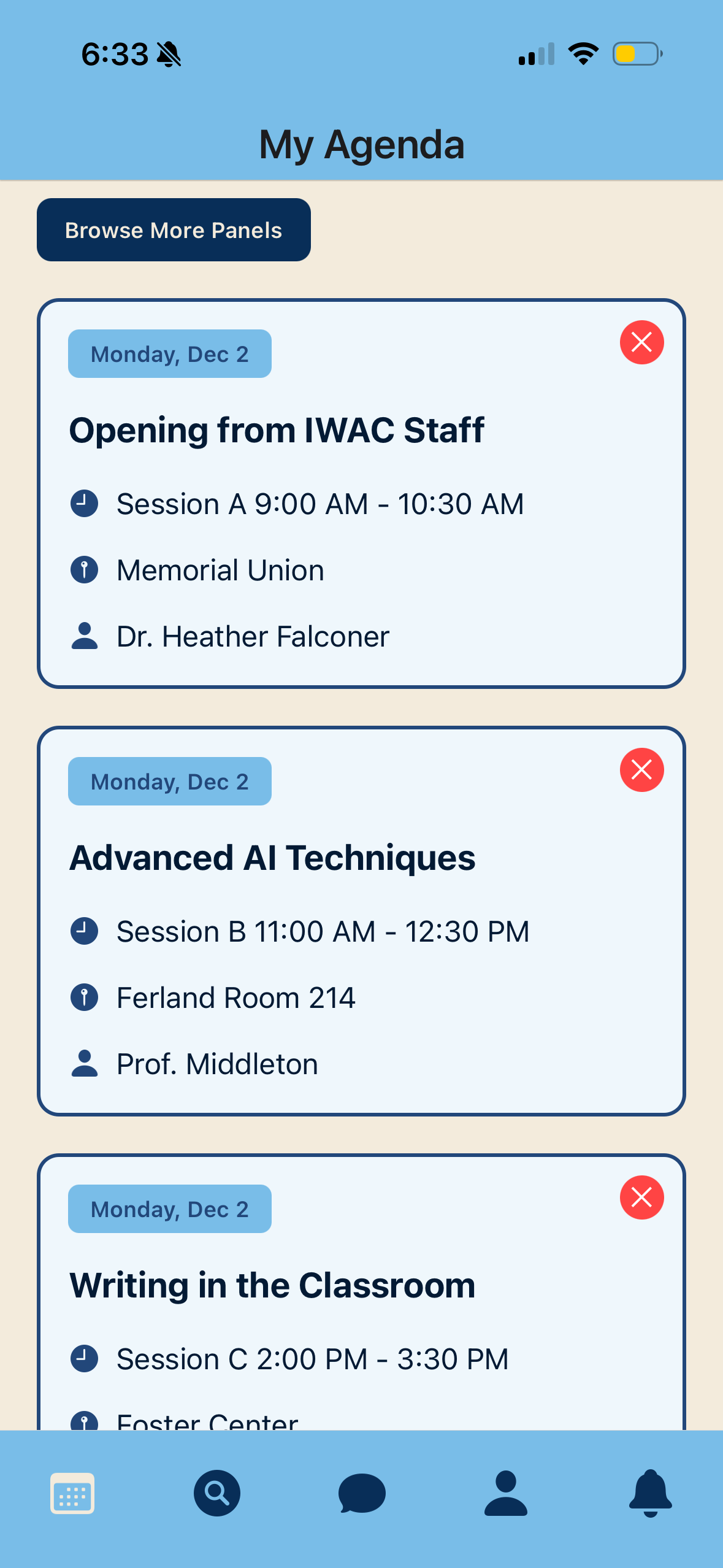 IWAC Conference application interface